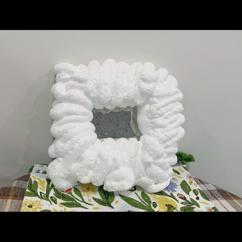 Foam Expanded white cloud Mirror small Vintage